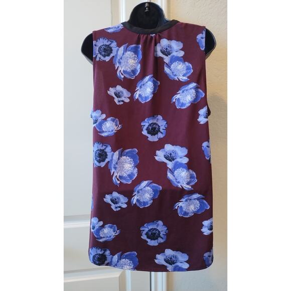 Elle Floral Print Tank Top sleeveless Ruffle Tie front Blouse Size M - Picture 3 of 9